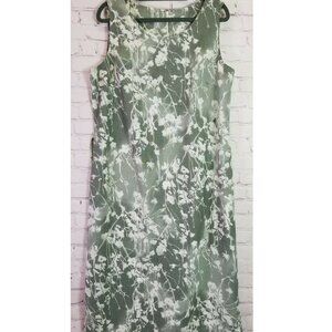 J Marco Galleries size 14 Green Maxi Sleeveless Zip Back Floral Slit Sides DRESS